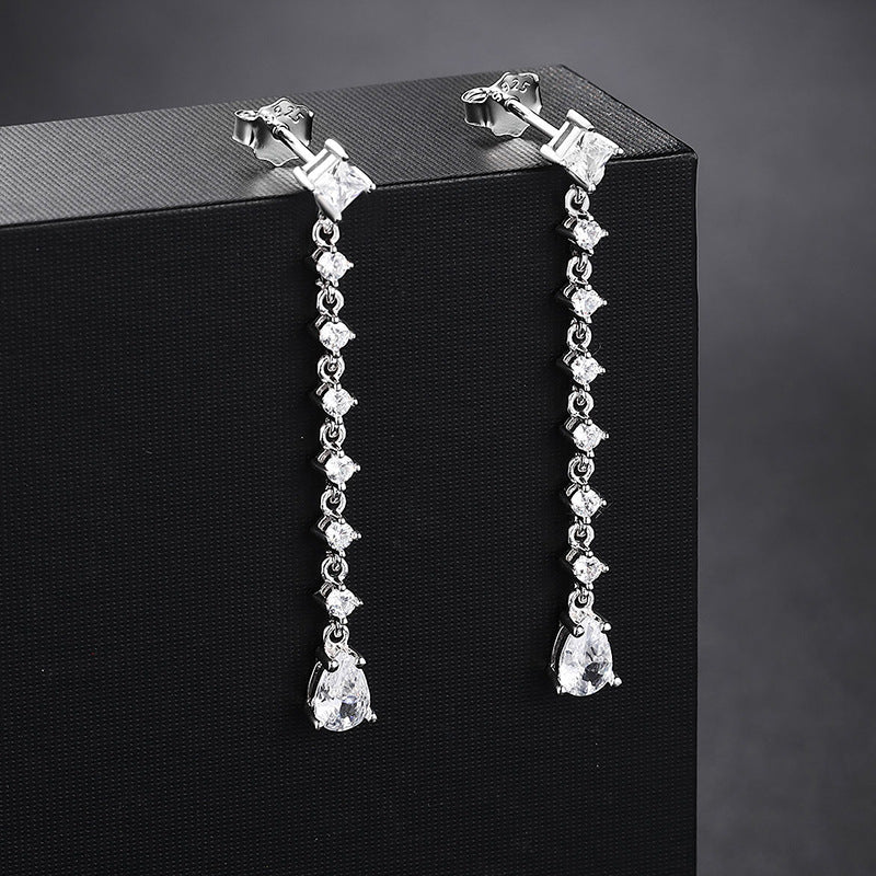 Linear Drop Moissanite Earrings