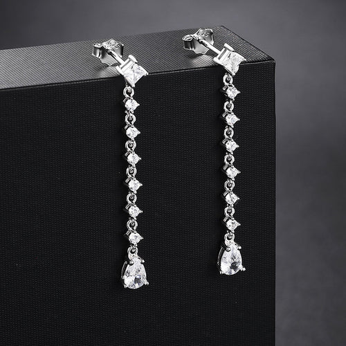 Linear Drop Moissanite Earrings