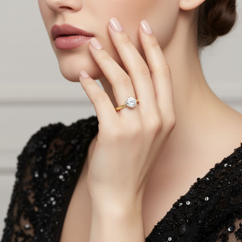 Classic Round Moissanite Solitaire Ring