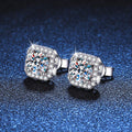 Moissanite Square Halo Studs