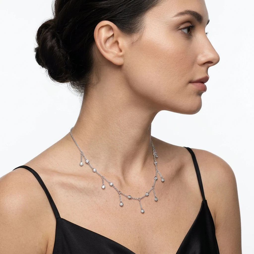 Moissanite Fringe Necklace