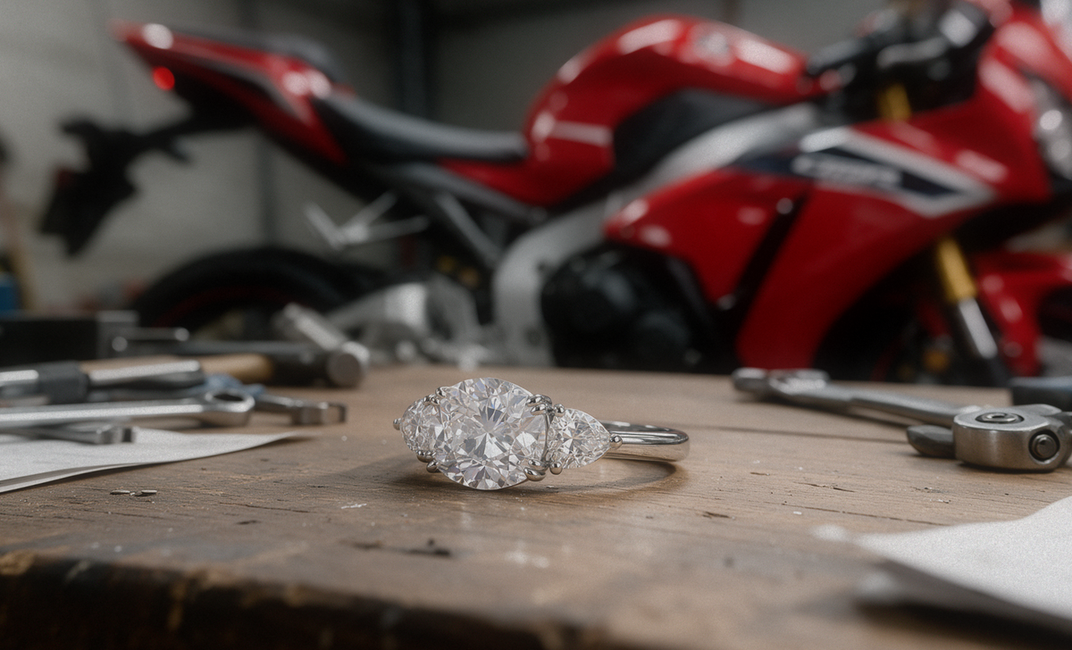 Moissanite Silver Three-Stone Ring