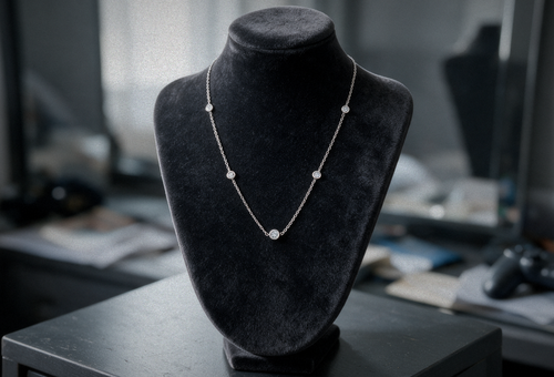 Fine Moissanite Station Necklace (Layer Piece)
