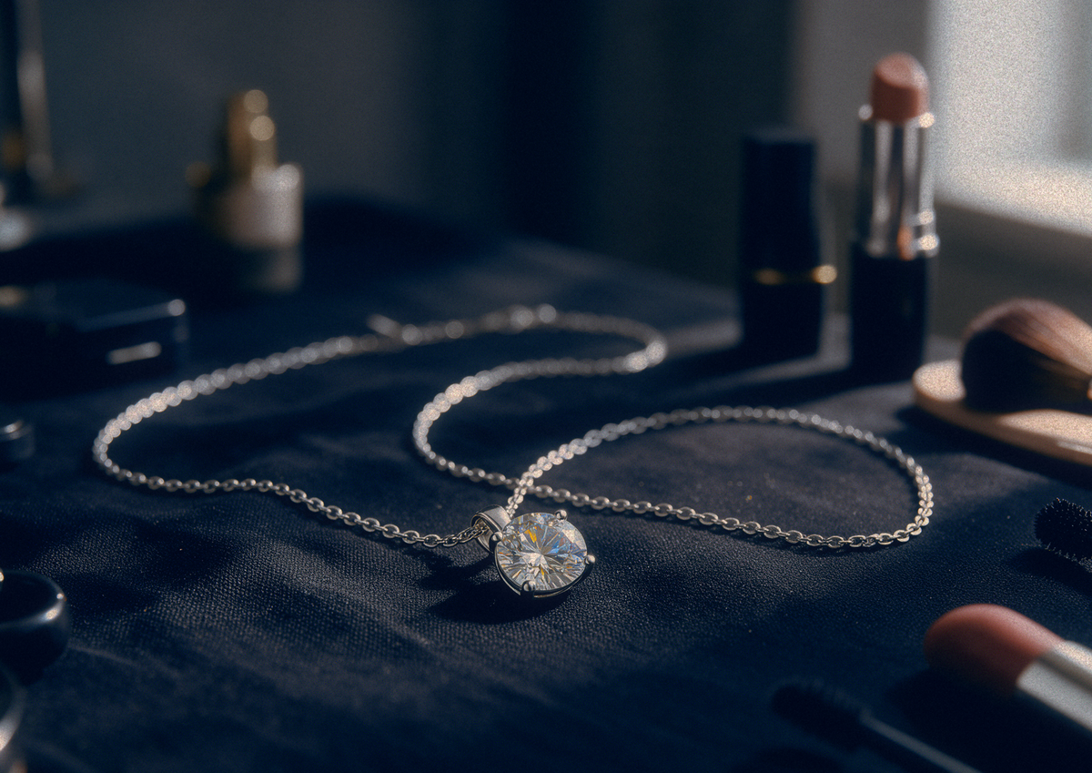 Solitaire Round Moissanite Necklace