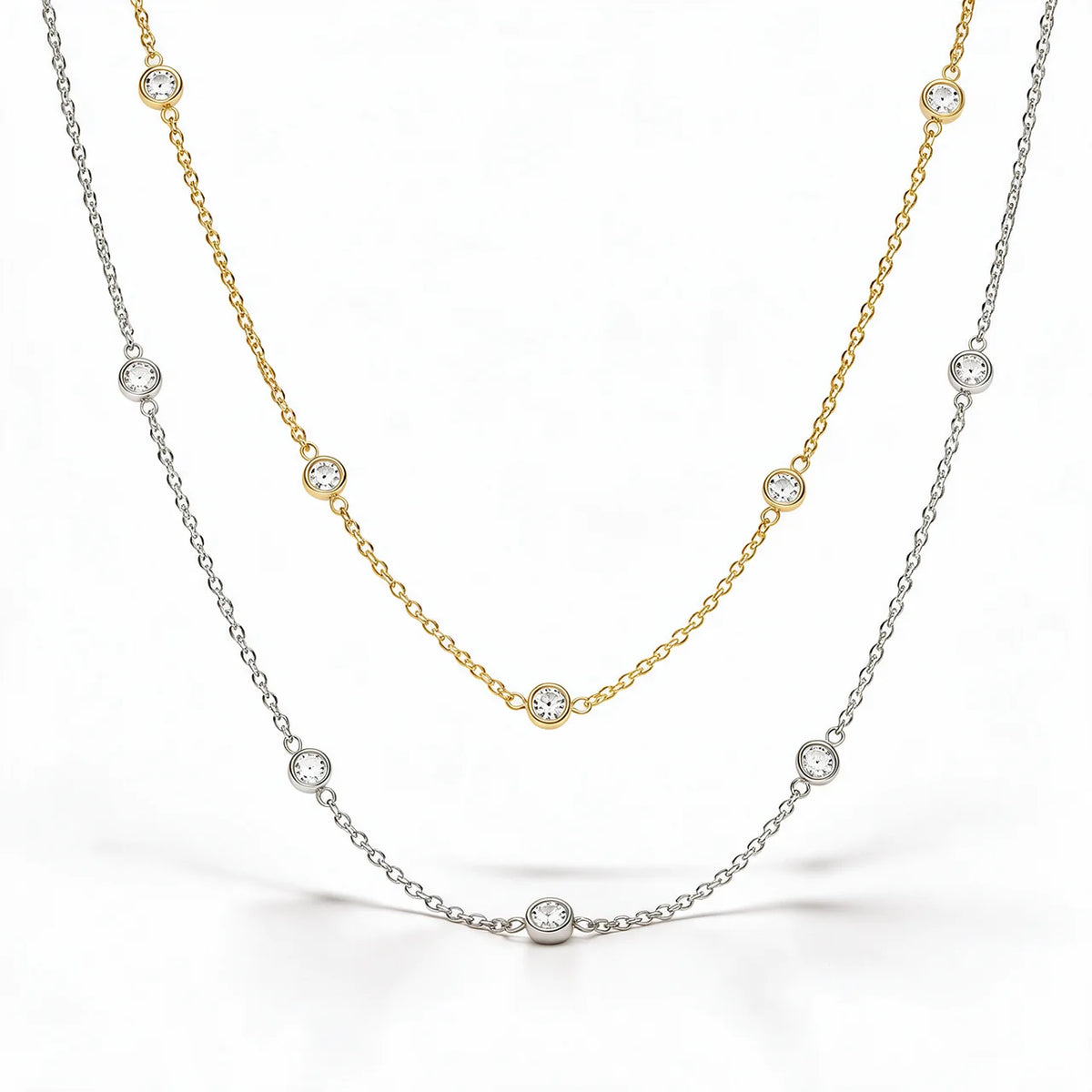Fine Moissanite Station Necklace (Layer Piece)