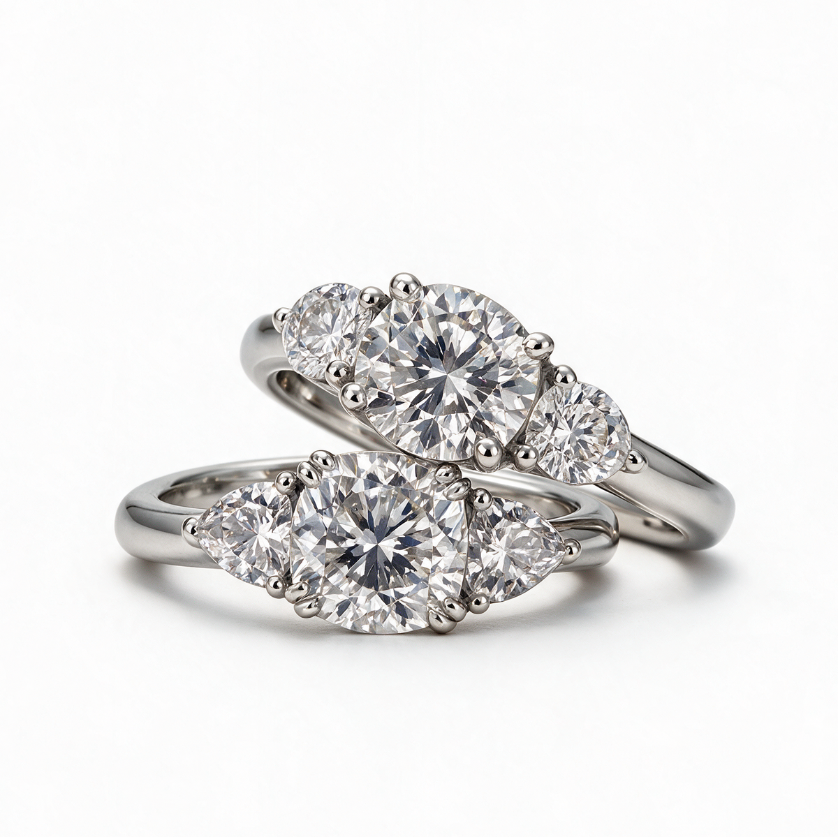 Moissanite Silver Three-Stone Ring