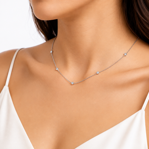 Fine Moissanite Station Necklace (Layer Piece)