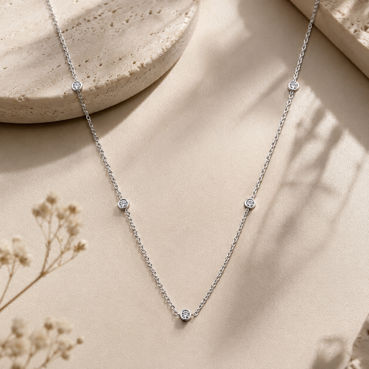 Fine Moissanite Station Necklace (Layer Piece)