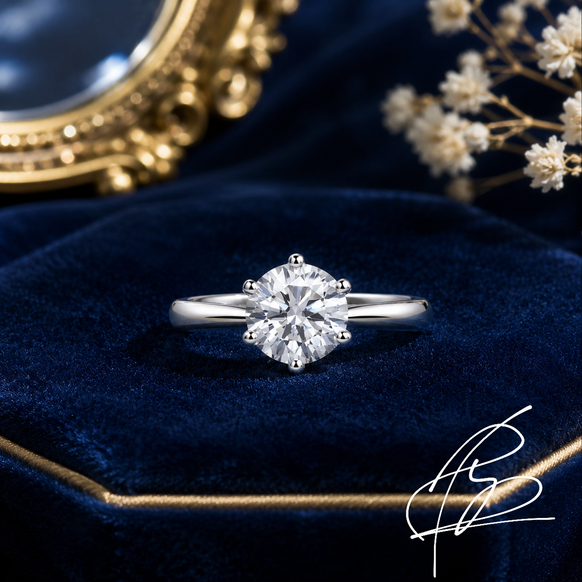 Classic Round Moissanite Solitaire Ring