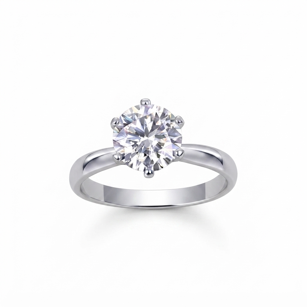 Classic Round Moissanite Solitaire Ring