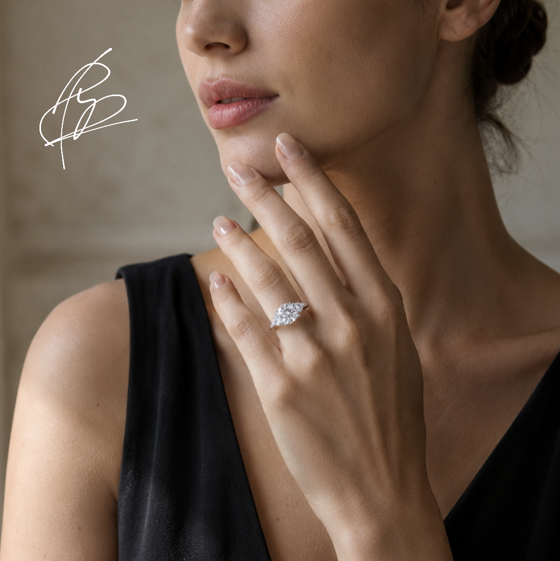 Moissanite Silver Three-Stone Ring