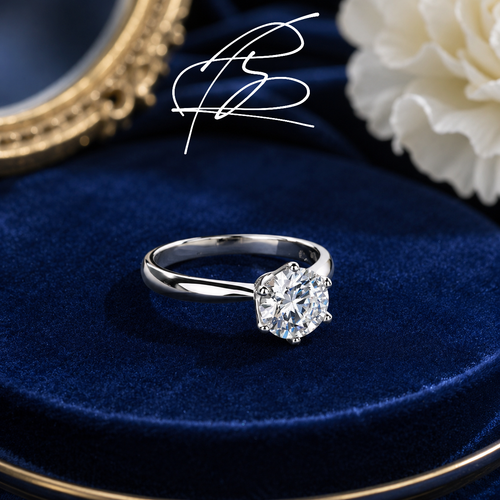 Classic Round Moissanite Solitaire Ring