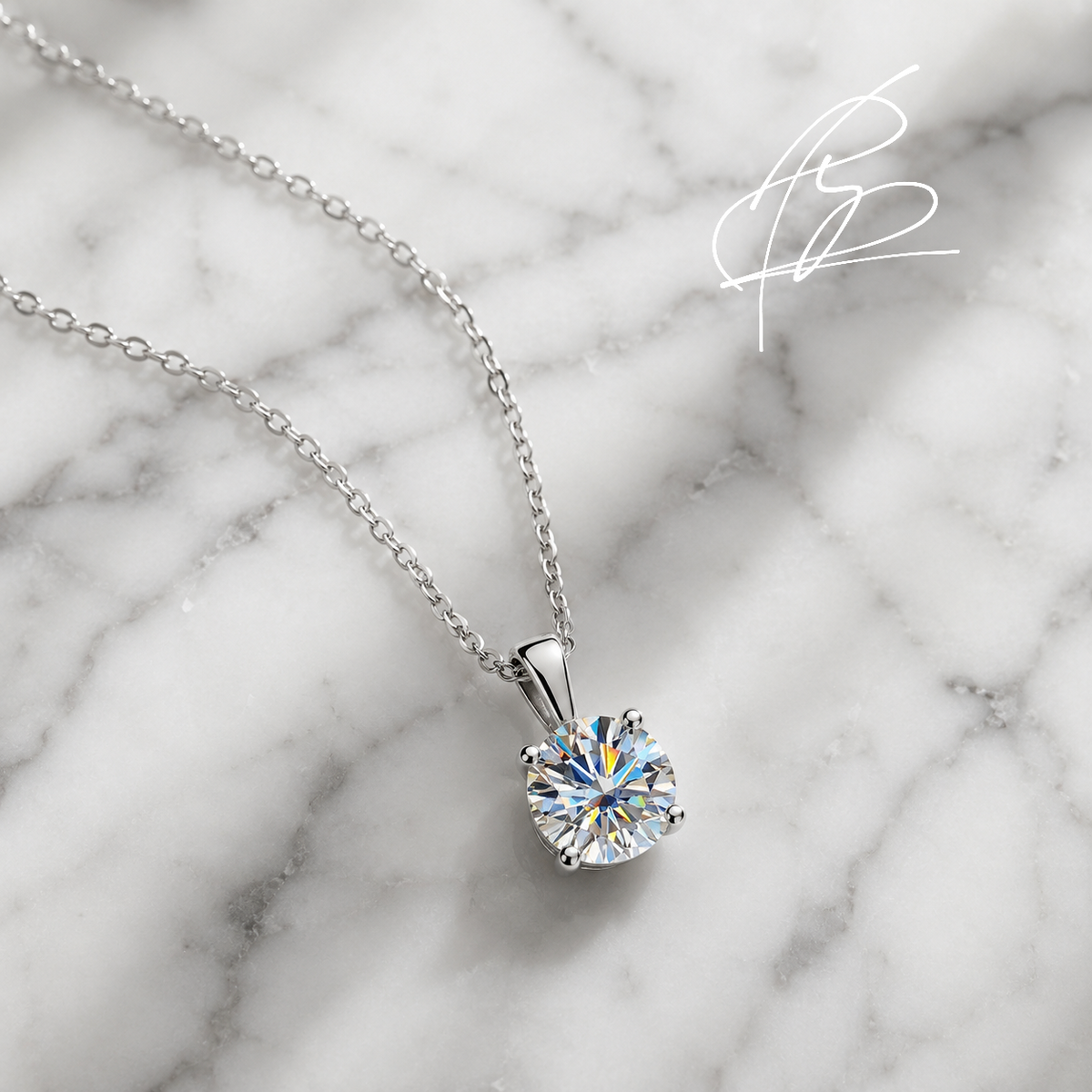 Solitaire Round Moissanite Necklace