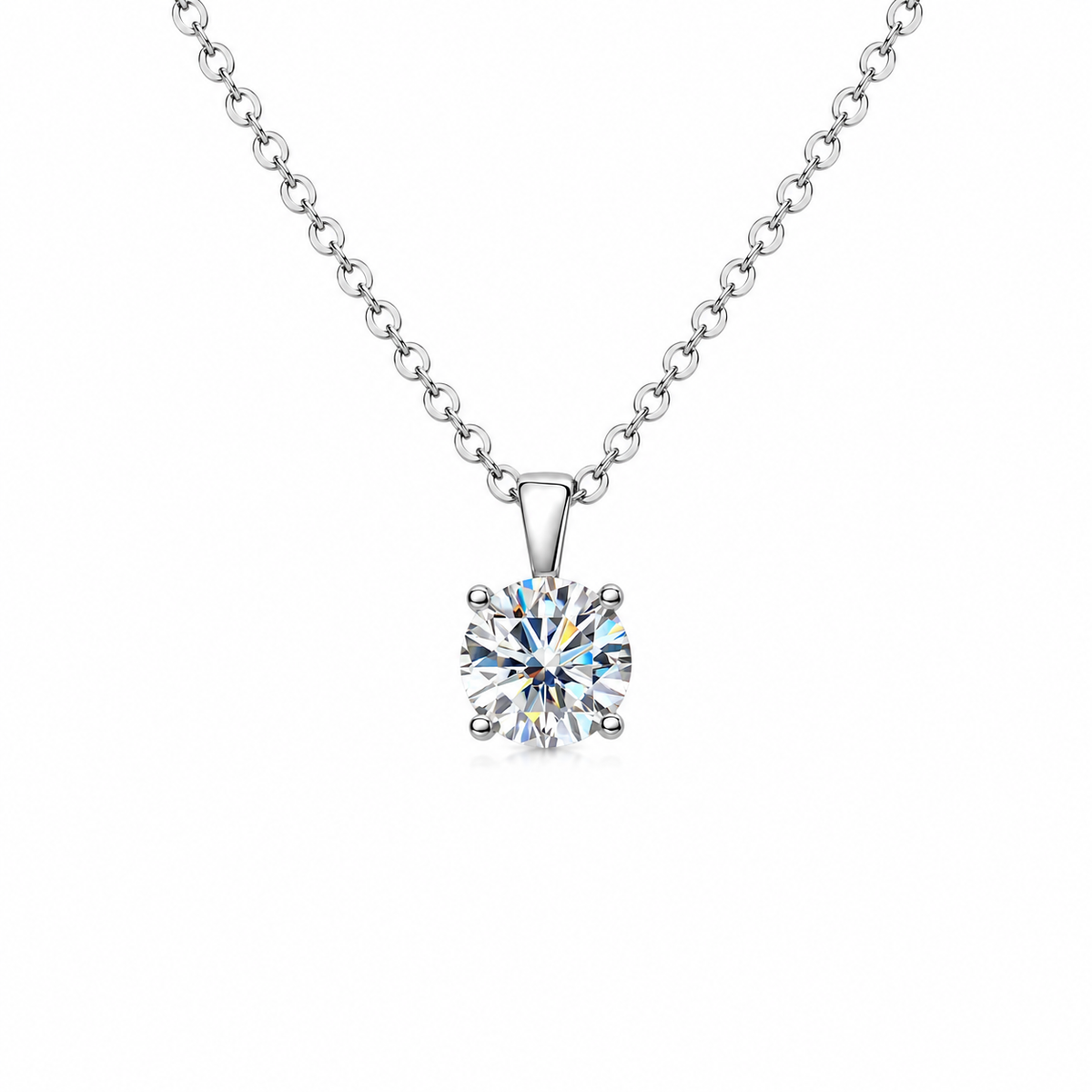 Solitaire Round Moissanite Necklace