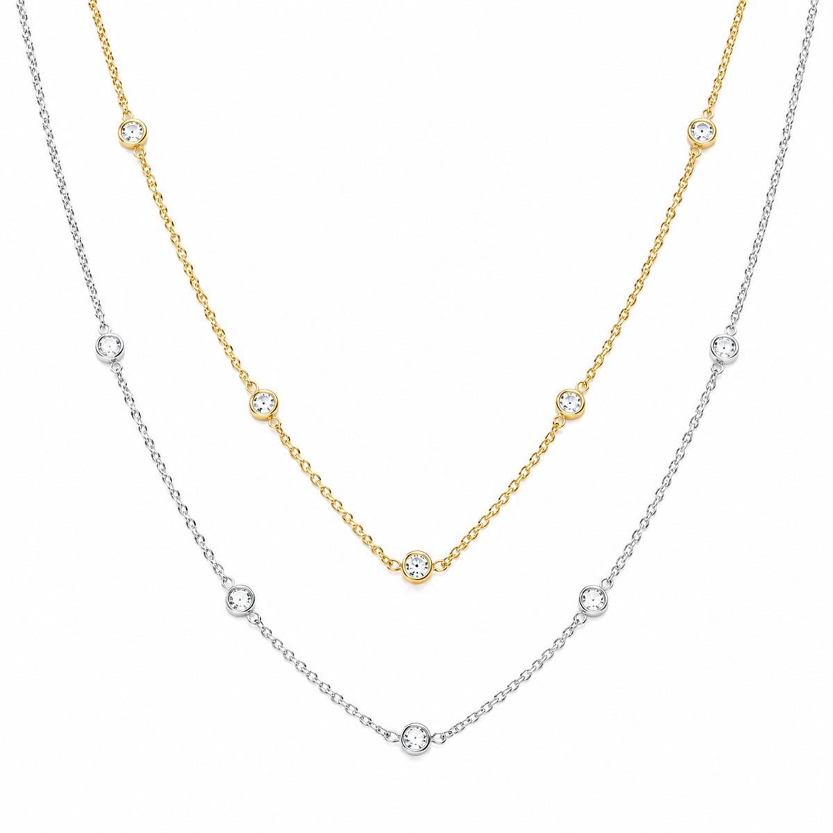 Fine Moissanite Station Necklace (Layer Piece)
