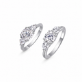 Moissanite Silver Three-Stone Ring