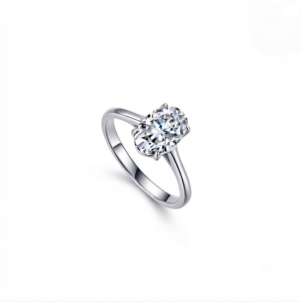 Classic Oval Moissanite Solitaire Ring